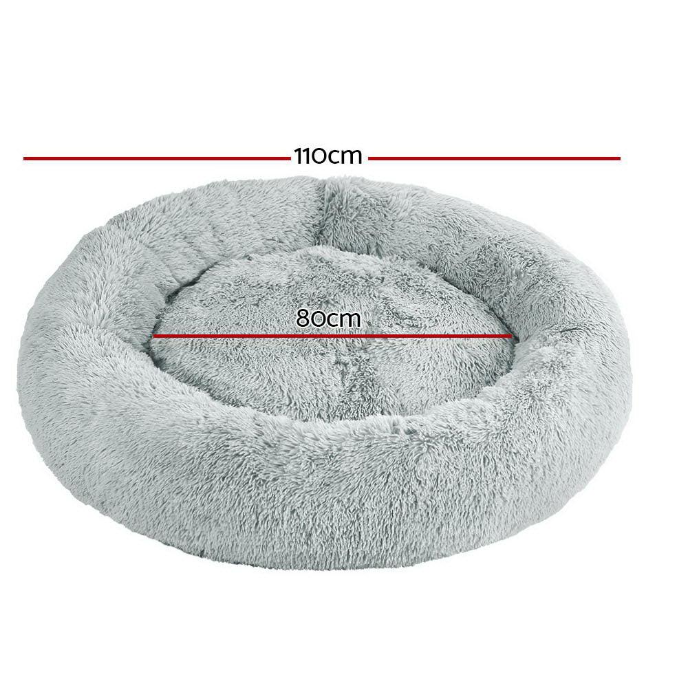 i.Pet Pet Bed Dog Cat 110cm Calming Extra Large Soft Plush Light Grey - Harrogates