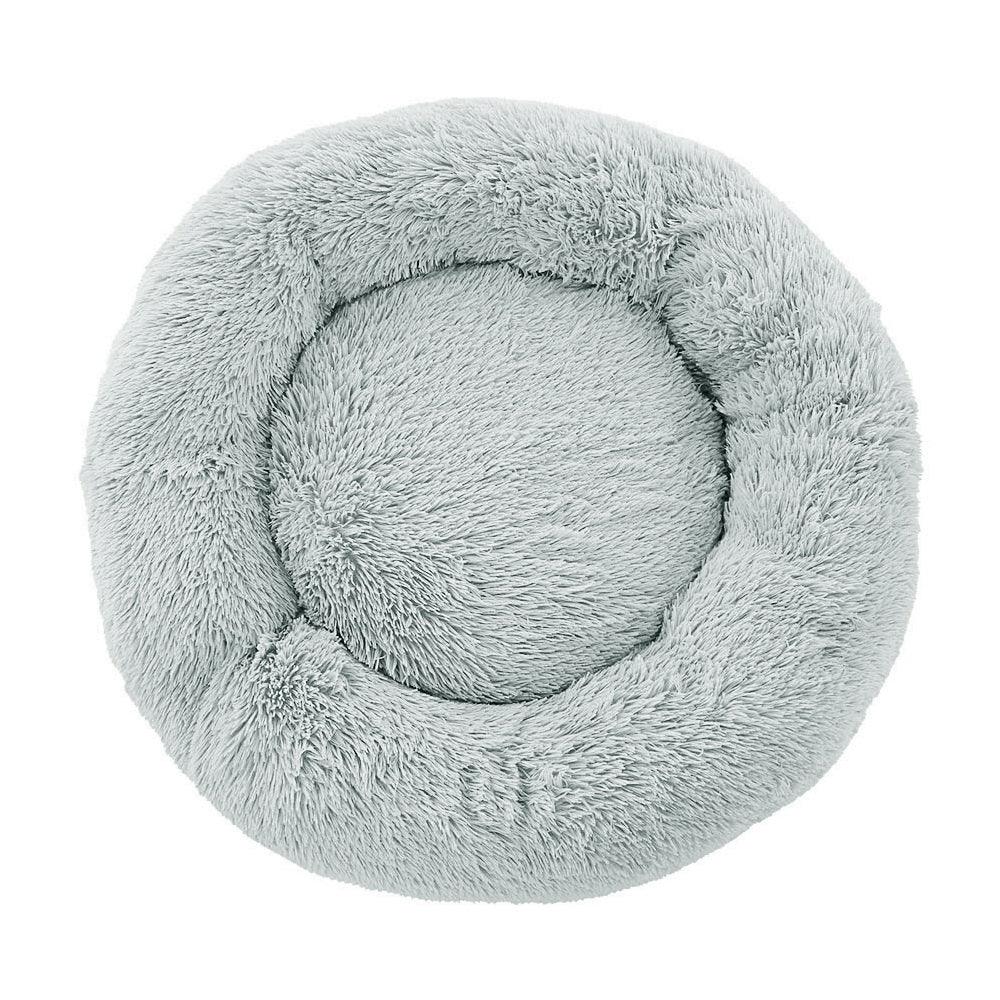 i.Pet Pet Bed Dog Cat 90cm Large Calming Soft Plush Light Grey - Harrogates