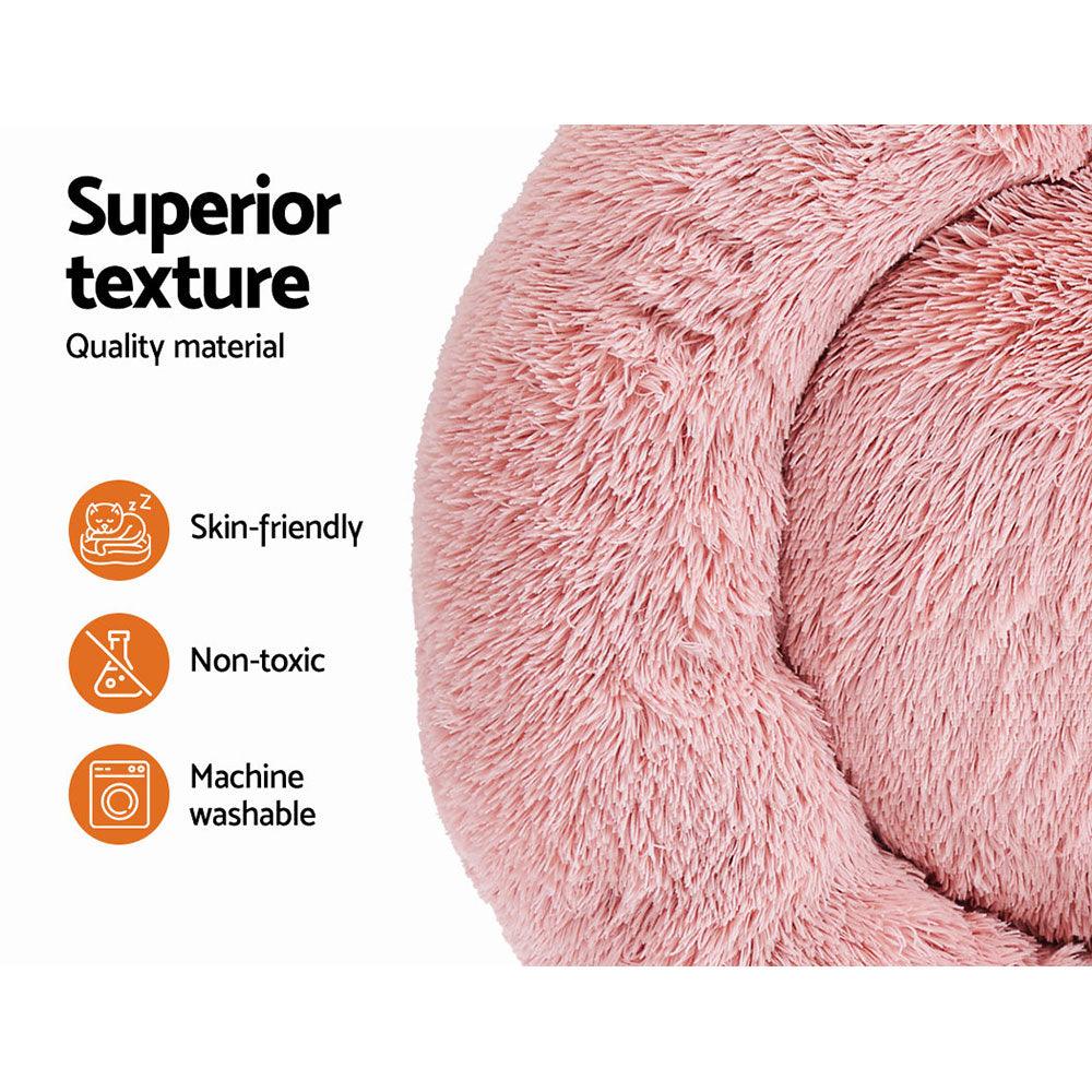 i.Pet Pet Bed Dog Cat 90cm Large Calming Soft Plush Pink - Harrogates