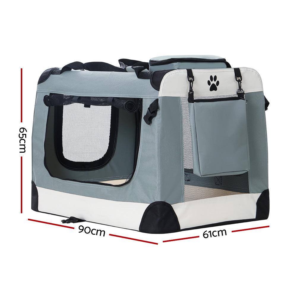 i.Pet Pet Carrier Soft Crate Dog Cat Travel 90x61CM Portable Foldable Car 2XL - Harrogates