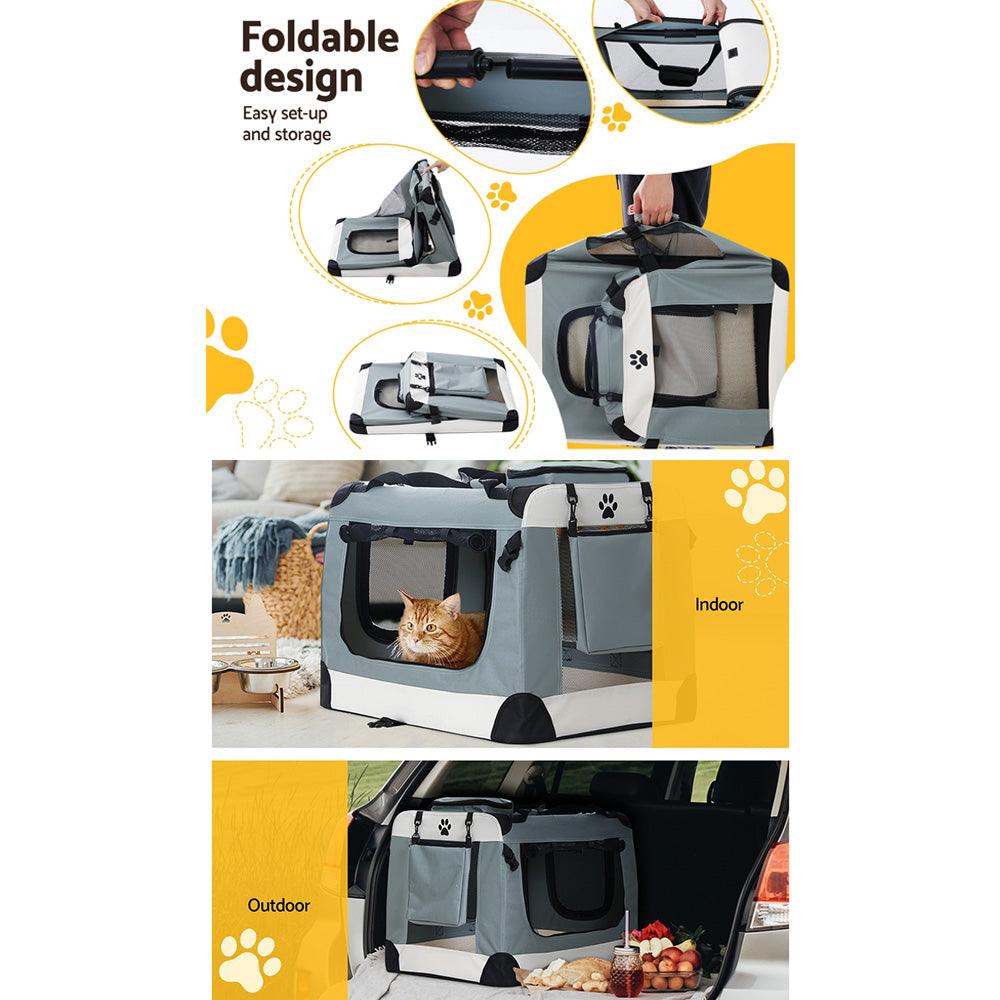 i.Pet Pet Carrier Soft Crate Dog Cat Travel 90x61CM Portable Foldable Car 2XL - Harrogates
