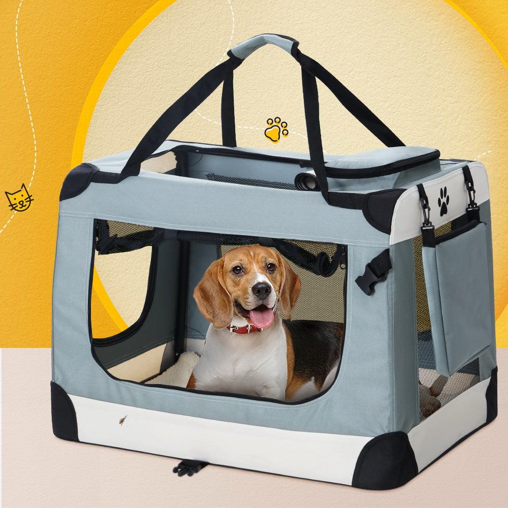 i.Pet Pet Carrier Soft Crate Dog Cat Travel 90x61CM Portable Foldable Car 2XL - Harrogates