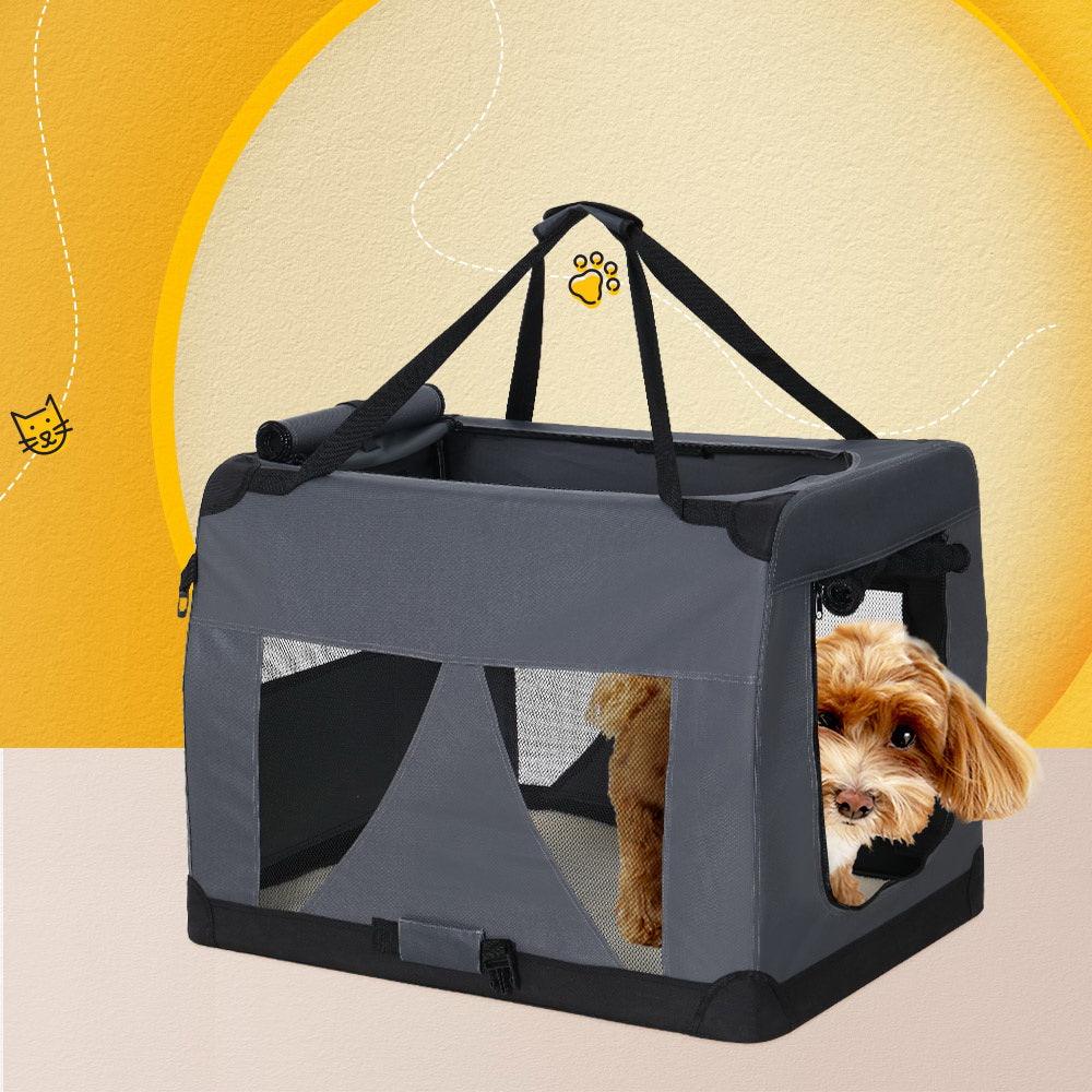 i.Pet Pet Carrier Soft Crate Dog Cat Travel 60x42CM Portable Foldable Car M - Harrogates
