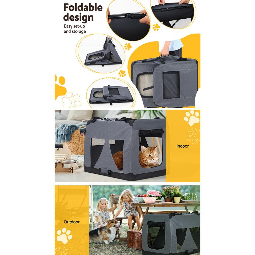 i.Pet Pet Carrier Soft Crate Dog Cat Travel 82x58CM Portable Foldable Car XL - Harrogates