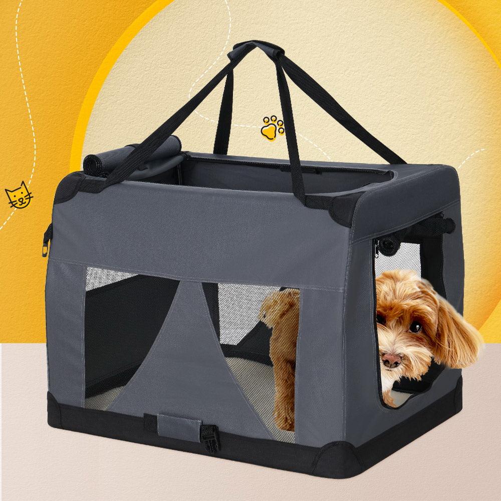 i.Pet Pet Carrier Soft Crate Dog Cat Travel 82x58CM Portable Foldable Car XL - Harrogates