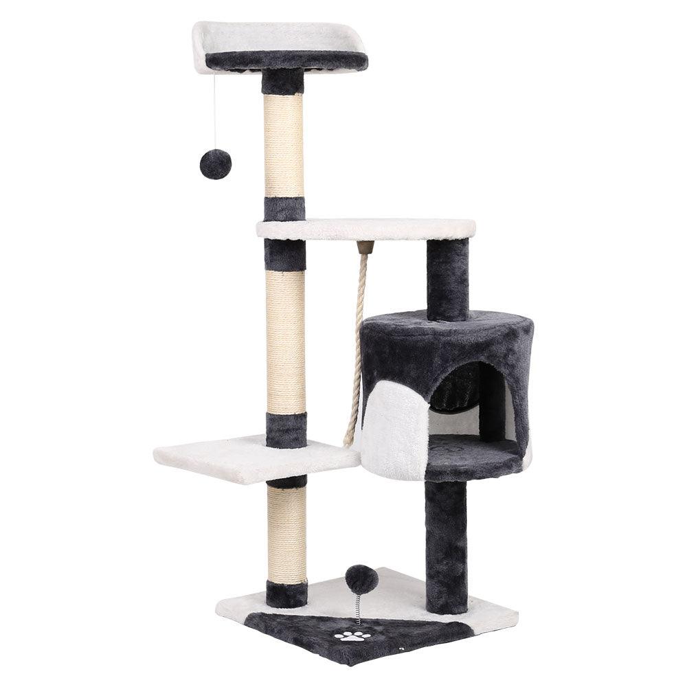 i.Pet Cat Tree 112cm Tower Scratching Post Scratcher Wood Condo House Furniture - Harrogates