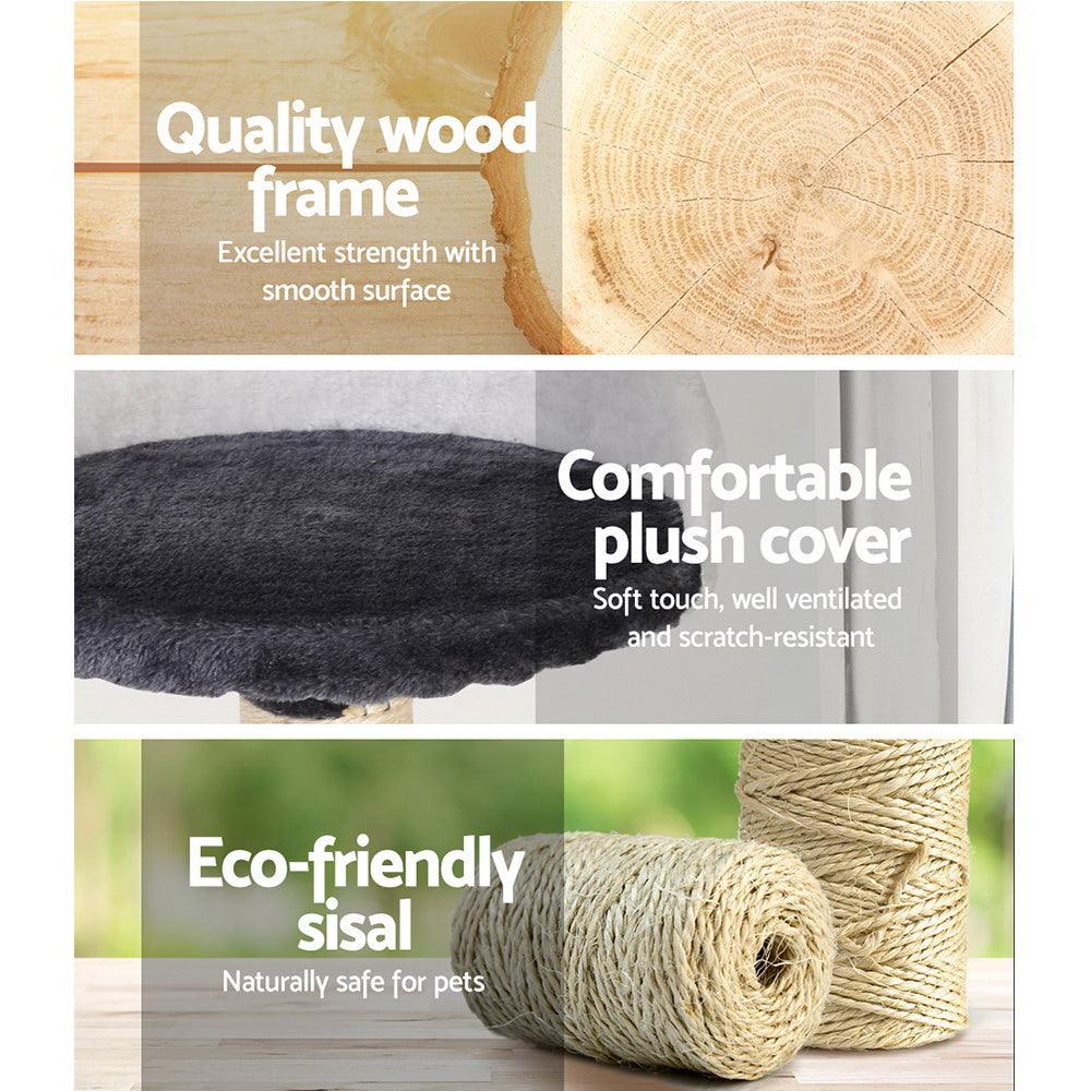 i.Pet Cat Tree 112cm Tower Scratching Post Scratcher Wood Condo House Furniture - Harrogates