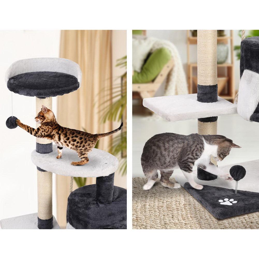 i.Pet Cat Tree 112cm Tower Scratching Post Scratcher Wood Condo House Furniture - Harrogates