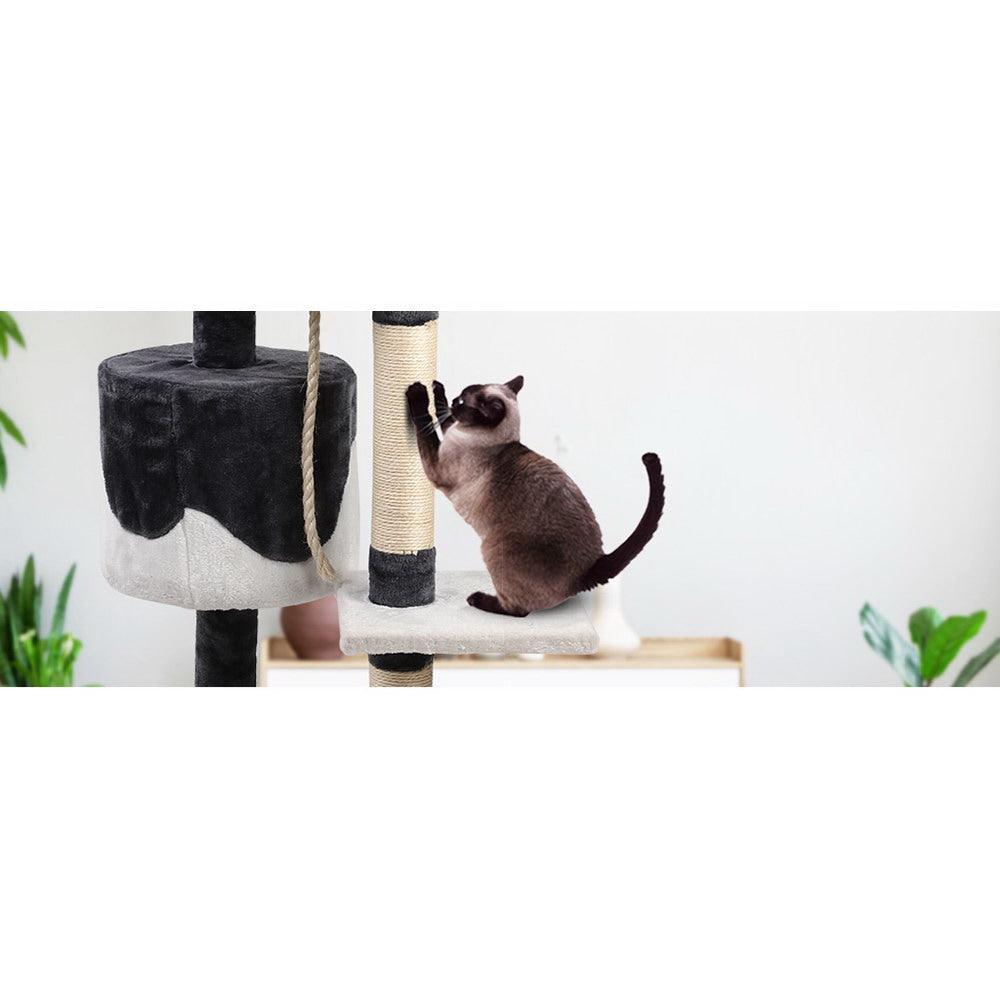 i.Pet Cat Tree 112cm Tower Scratching Post Scratcher Wood Condo House Furniture - Harrogates