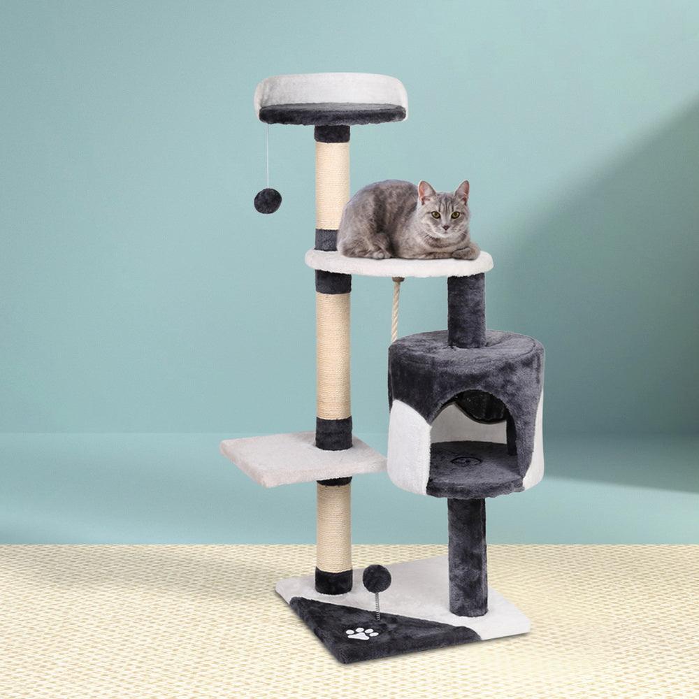 i.Pet Cat Tree 112cm Tower Scratching Post Scratcher Wood Condo House Furniture - Harrogates