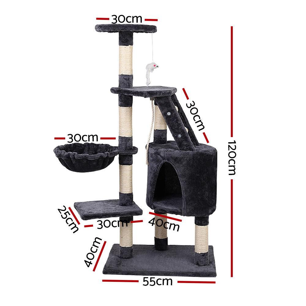 i.Pet Cat Tree 120cm Tower Scratching Post Scratcher Wood Condo House Bed Toys - Harrogates