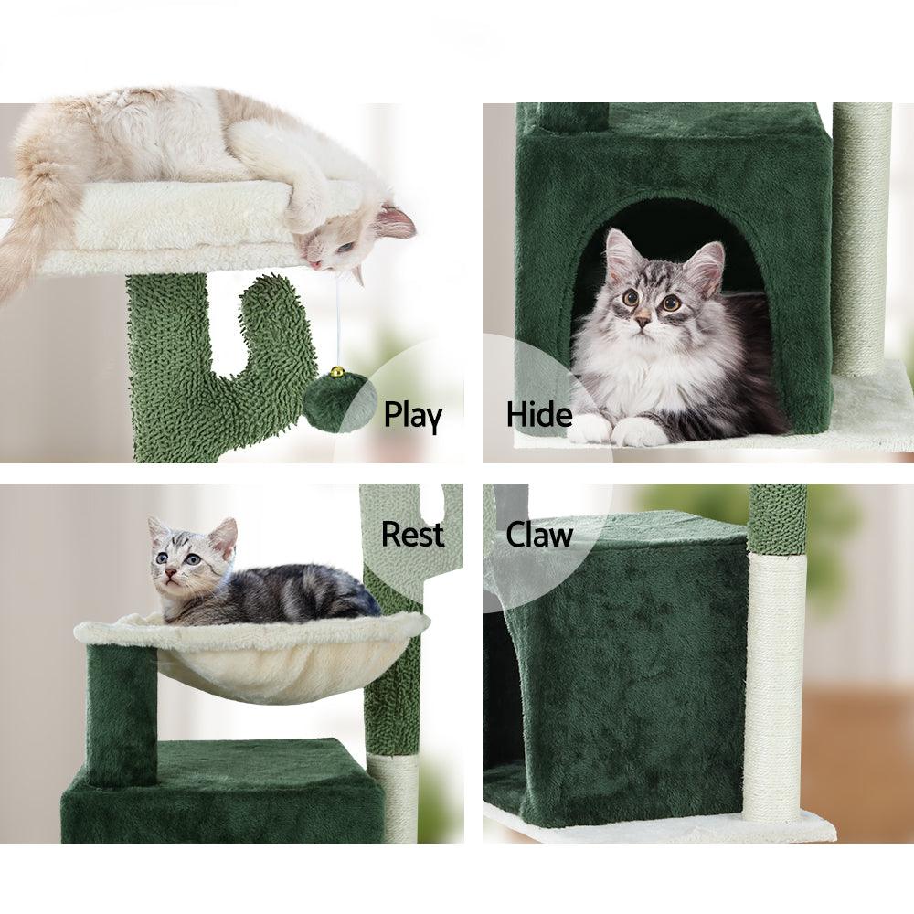 i.Pet Cat Tree 78cm Scratching Post Tower Scratcher Wood Condo House Bed Toys Green - Harrogates