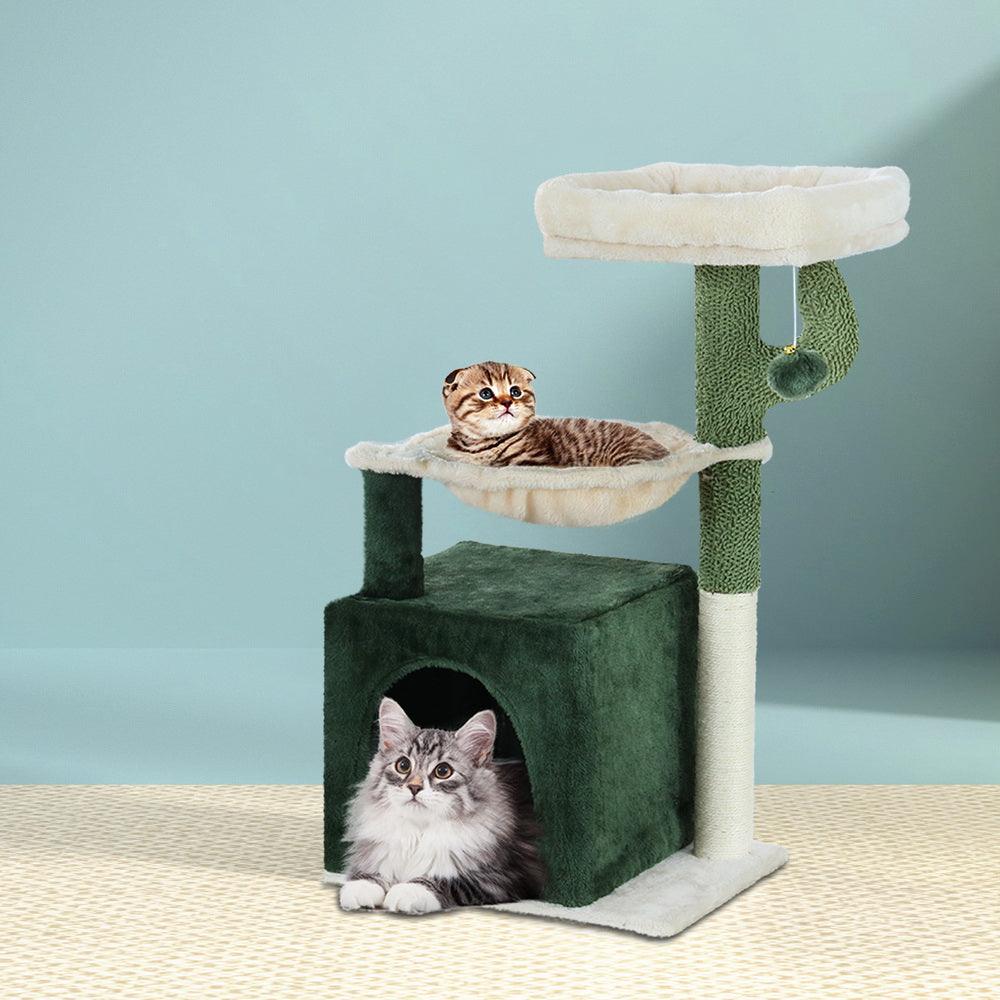 i.Pet Cat Tree 78cm Scratching Post Tower Scratcher Wood Condo House Bed Toys Green - Harrogates