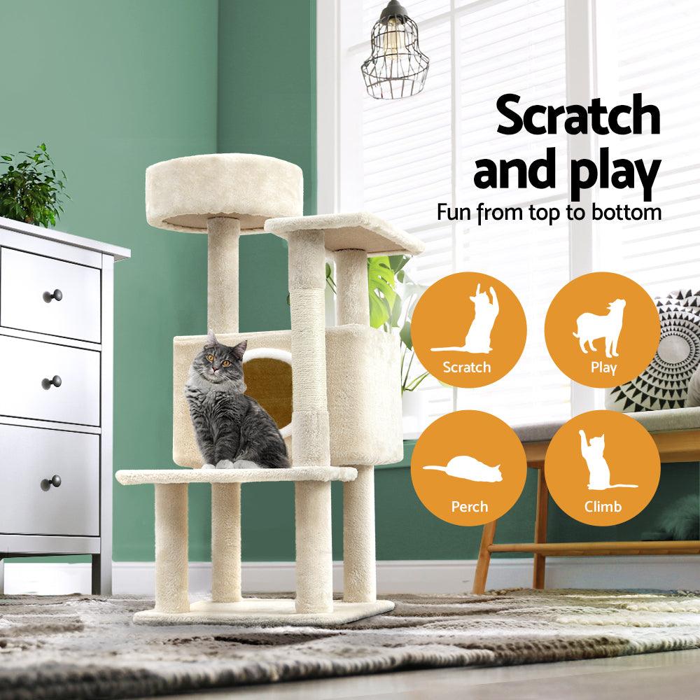 i.Pet Cat Tree 90cm Scratching Post Tower Scratcher Wood Condo House Bed Trees - Harrogates
