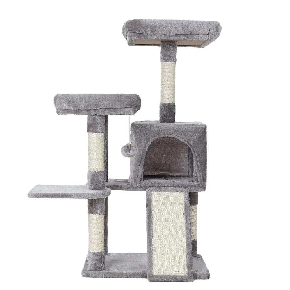 i.Pet Cat Tree 103cm Tower Scratching Post Scratcher Wood Condo House Trees Grey - Harrogates