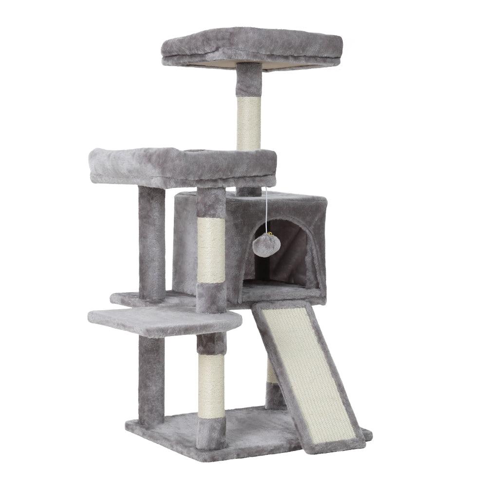 i.Pet Cat Tree 103cm Tower Scratching Post Scratcher Wood Condo House Trees Grey - Harrogates