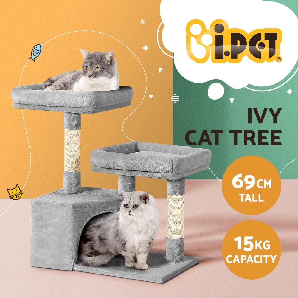 i.Pet Cat Tree 69cm Scratching Post Tower Scratcher Wood Condo House Bed Trees - Harrogates