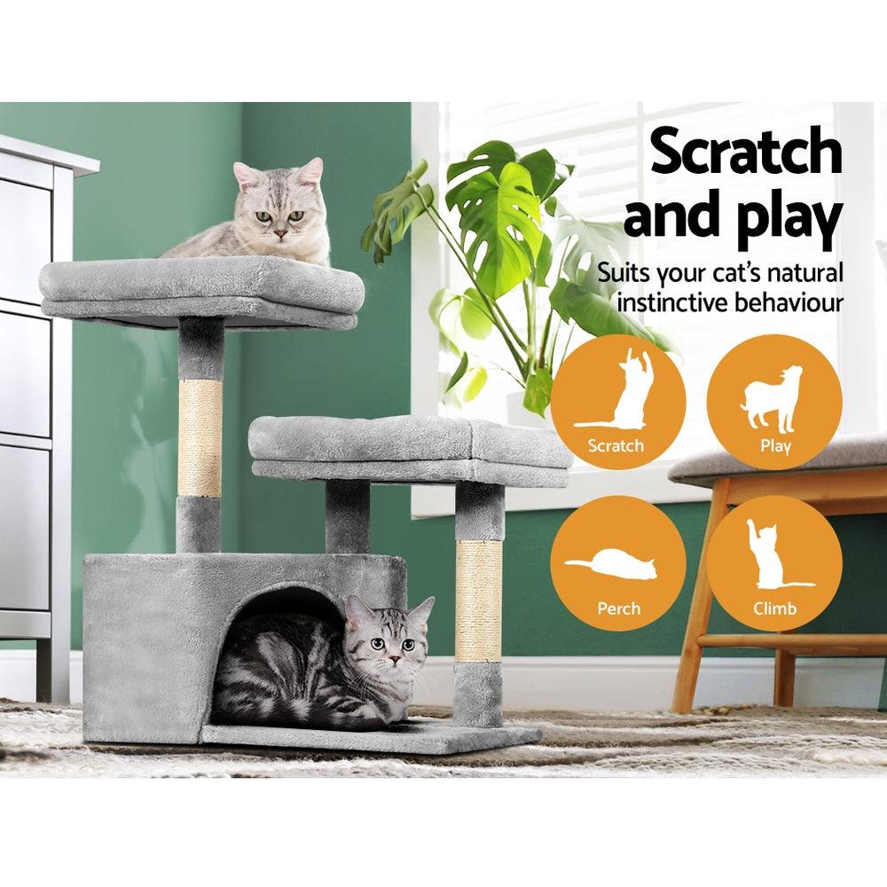 i.Pet Cat Tree 69cm Scratching Post Tower Scratcher Wood Condo House Bed Trees - Harrogates