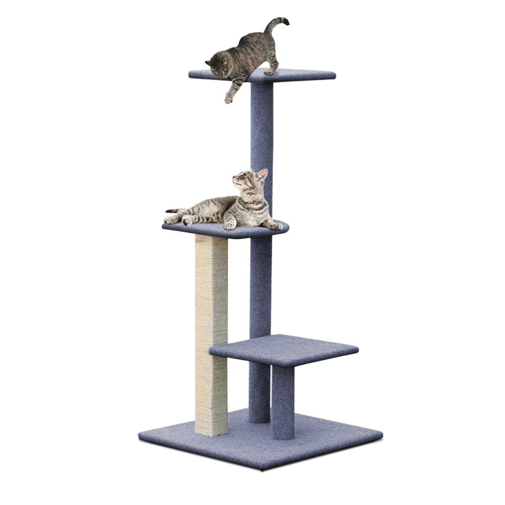 i.Pet Cat Tree 124cm Scratching Post Tower Scratcher Trees Wood Condo Board - Harrogates
