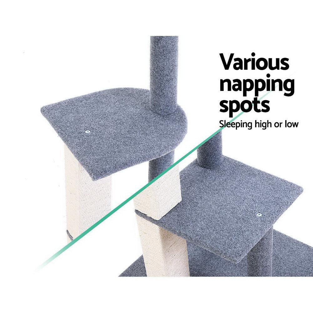 i.Pet Cat Tree 124cm Scratching Post Tower Scratcher Trees Wood Condo Board - Harrogates