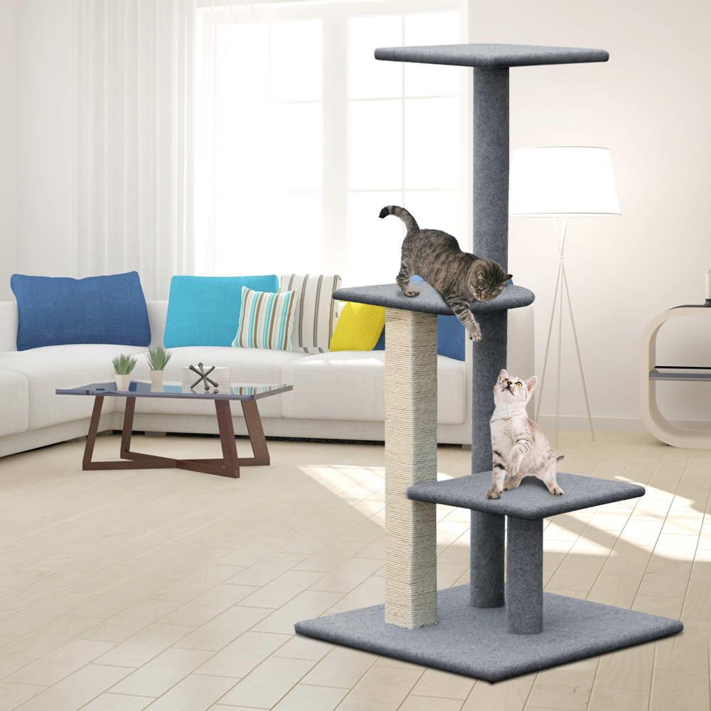 i.Pet Cat Tree 124cm Scratching Post Tower Scratcher Trees Wood Condo Board - Harrogates