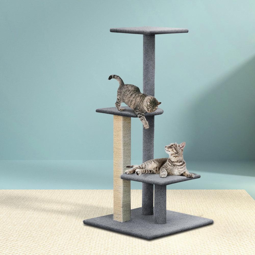 i.Pet Cat Tree 124cm Scratching Post Tower Scratcher Trees Wood Condo Board - Harrogates