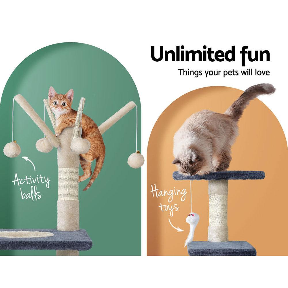 i.Pet Cat Tree 110cm Tower Scratching Post Scratcher Wood Condo House Bed Toys - Harrogates