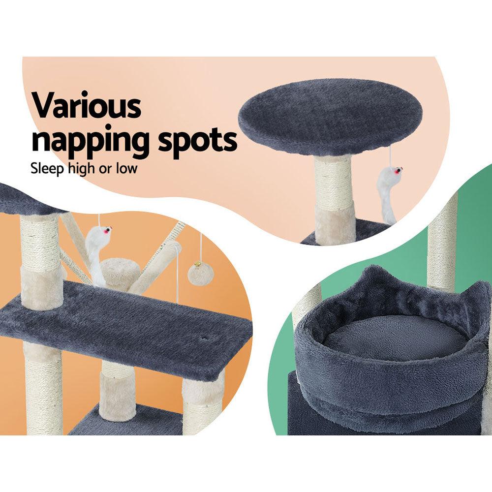 i.Pet Cat Tree 110cm Tower Scratching Post Scratcher Wood Condo House Bed Toys - Harrogates