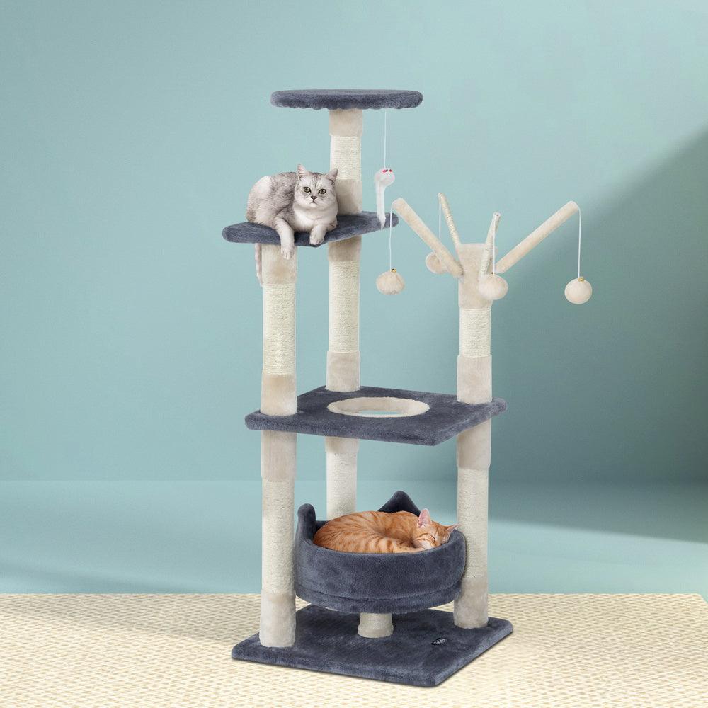 i.Pet Cat Tree 110cm Tower Scratching Post Scratcher Wood Condo House Bed Toys - Harrogates