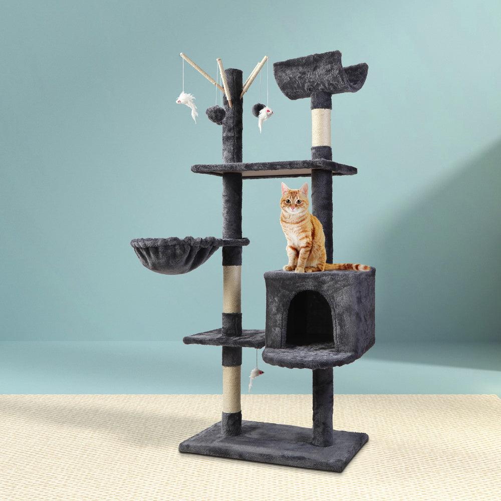 i.Pet Cat Tree 140cm Tower Scratching Post Scratcher Trees Toys Condo Bed Grey - Harrogates