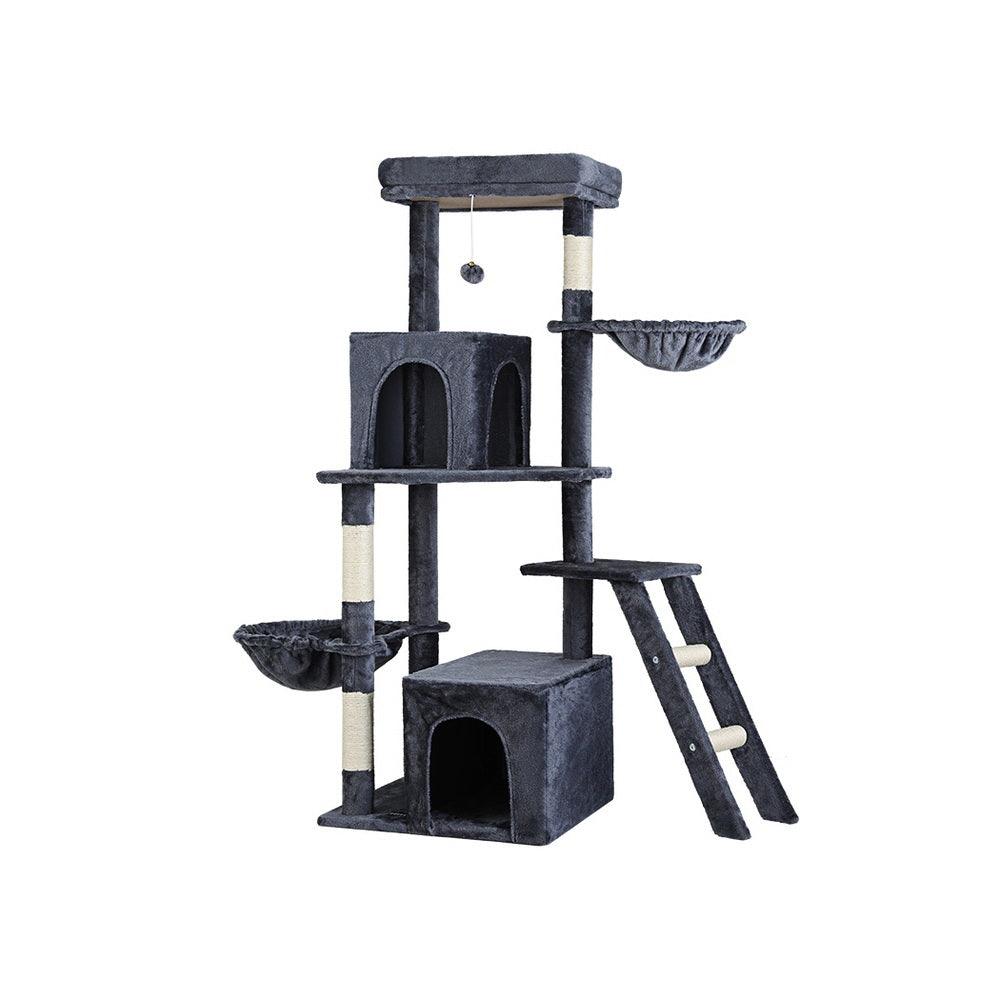 i.Pet Cat Tree Tower Scratching Post Scratcher 138cm Trees Condo House Grey - Harrogates