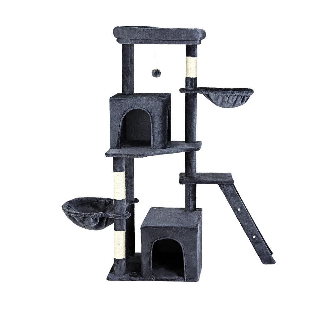 i.Pet Cat Tree Tower Scratching Post Scratcher 138cm Trees Condo House Grey - Harrogates