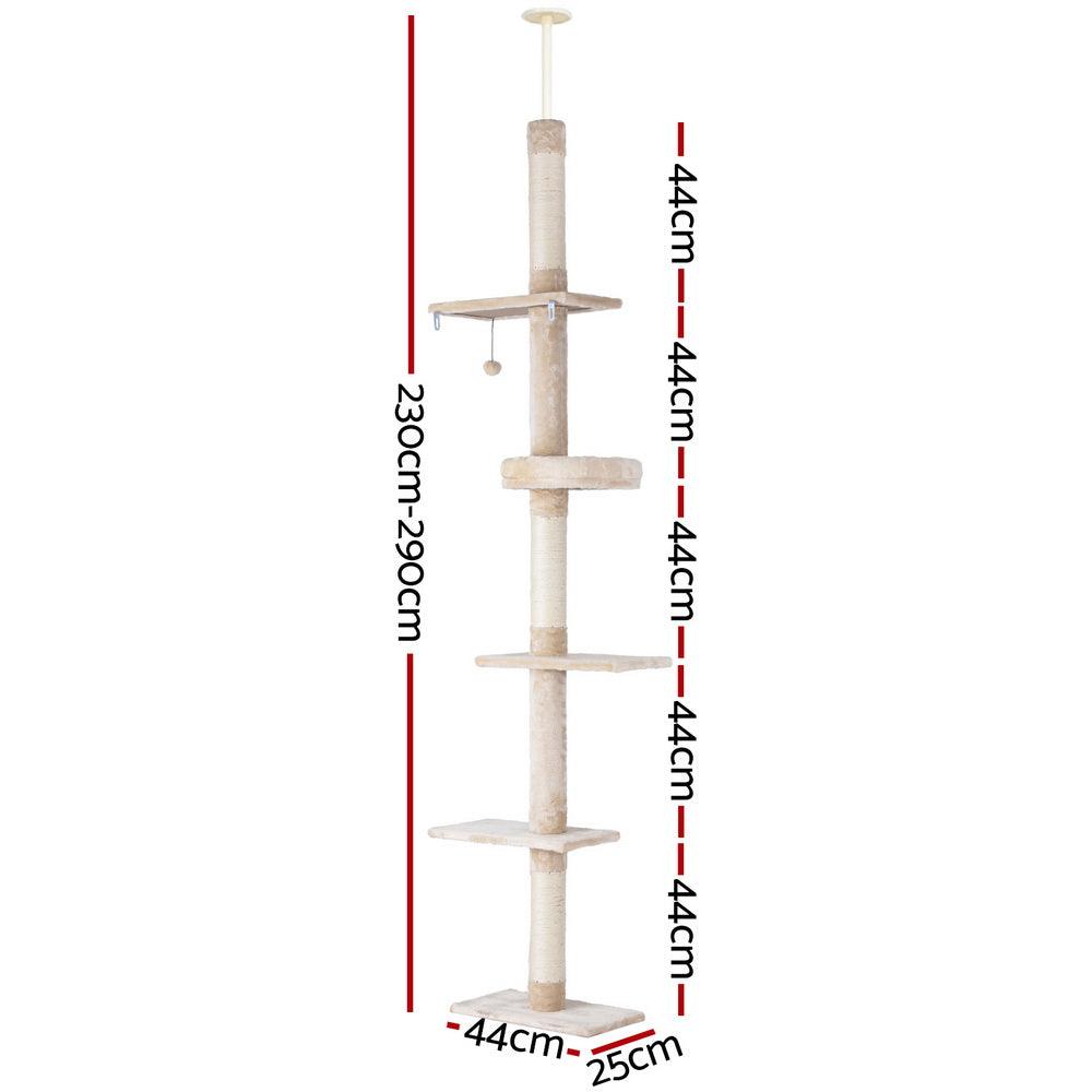 i.Pet Cat Tree 290cm Tower Scratching Cats Post Scratcher Floor to Ceiling Bed - Harrogates