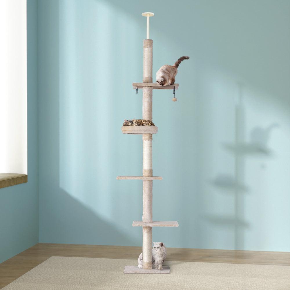 i.Pet Cat Tree 290cm Tower Scratching Cats Post Scratcher Floor to Ceiling Bed - Harrogates