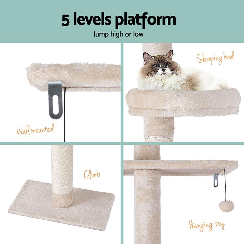 i.Pet Cat Tree 290cm Tower Scratching Cats Post Scratcher Floor to Ceiling Bed - Harrogates