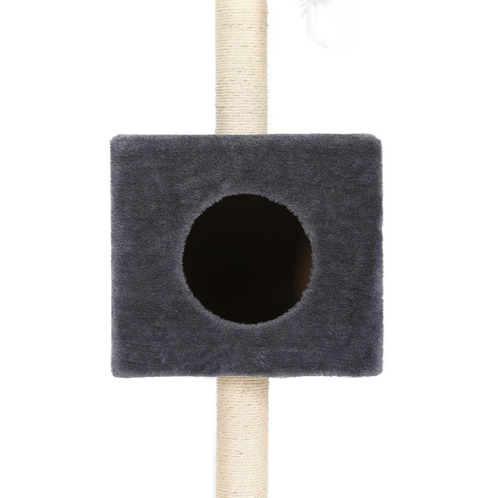 i.Pet Cat Tree 260cm Tower Scratching Post Scratcher Floor to Ceiling Cats Bed Dark Grey - Harrogates