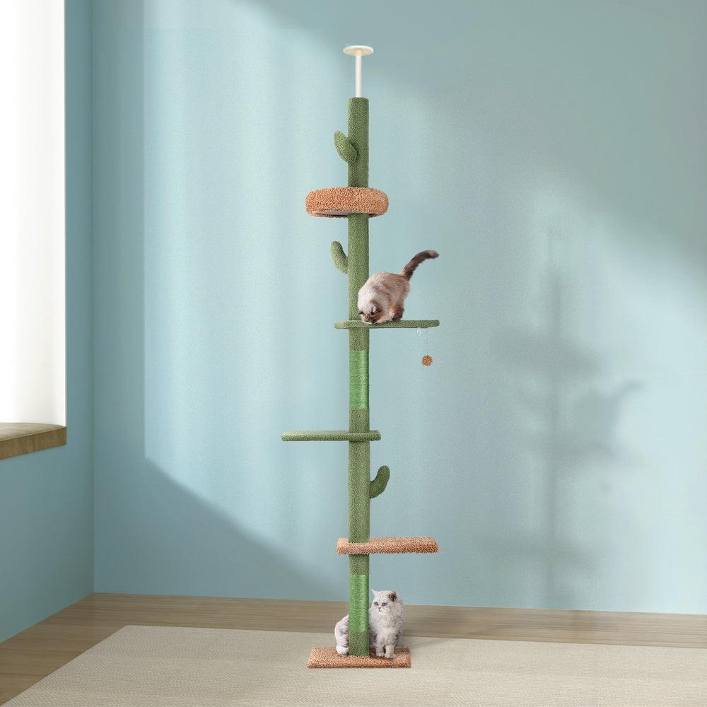 i.Pet Cat Tree Tower Scratching Post Scratcher Floor to Ceiling Cats Bed 290cm - Harrogates