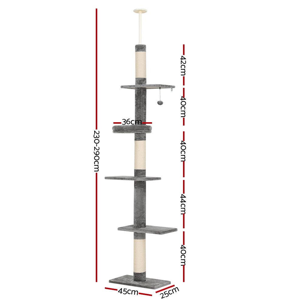 i.Pet Cat Tree 290cm Tower Scratching Post Scratcher Floor to Ceiling Cats Bed - Harrogates