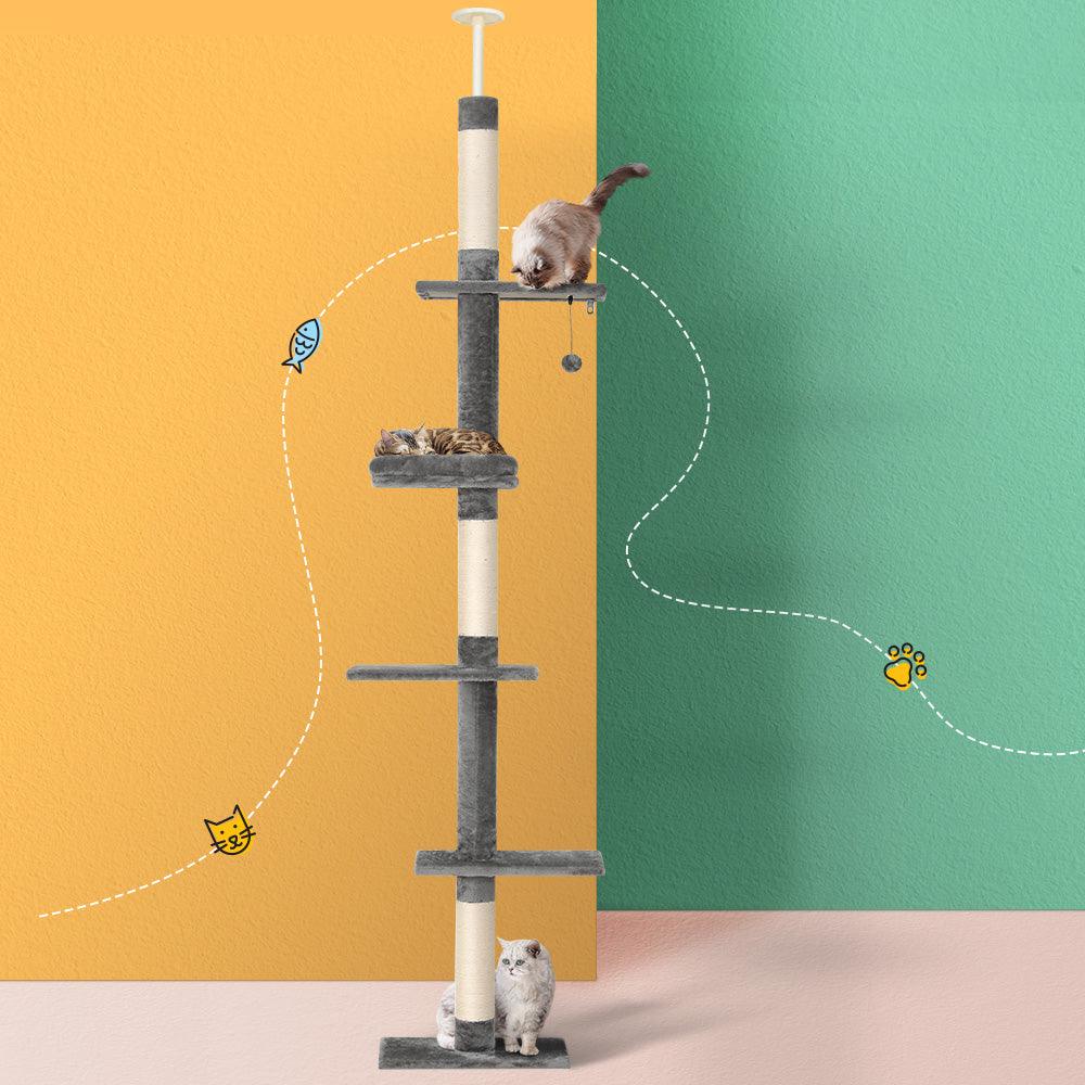 i.Pet Cat Tree 290cm Tower Scratching Post Scratcher Floor to Ceiling Cats Bed - Harrogates