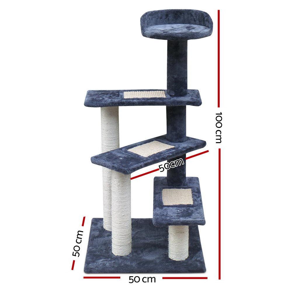 i.Pet Cat Tree 100cm Scratching Post Scratcher Tower Wood Condo House Trees Bed - Harrogates