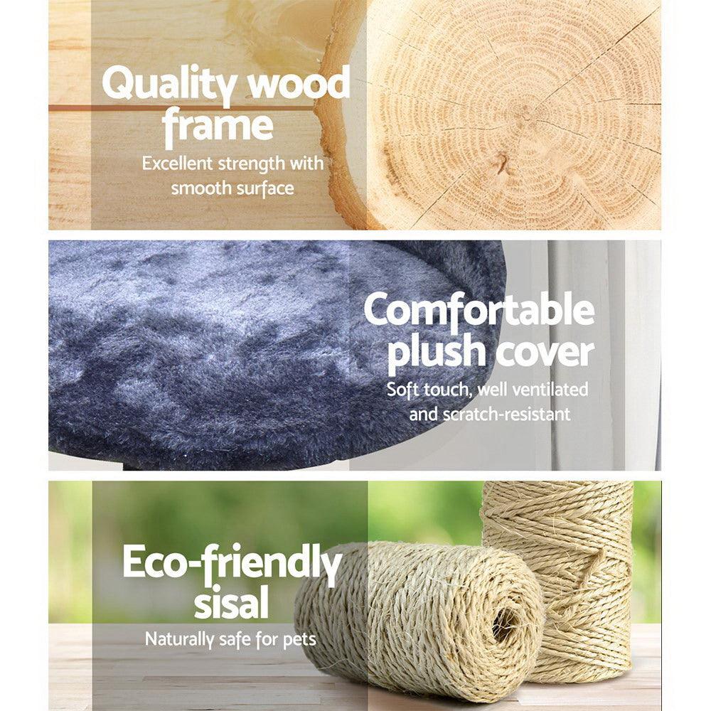 i.Pet Cat Tree 100cm Scratching Post Scratcher Tower Wood Condo House Trees Bed - Harrogates