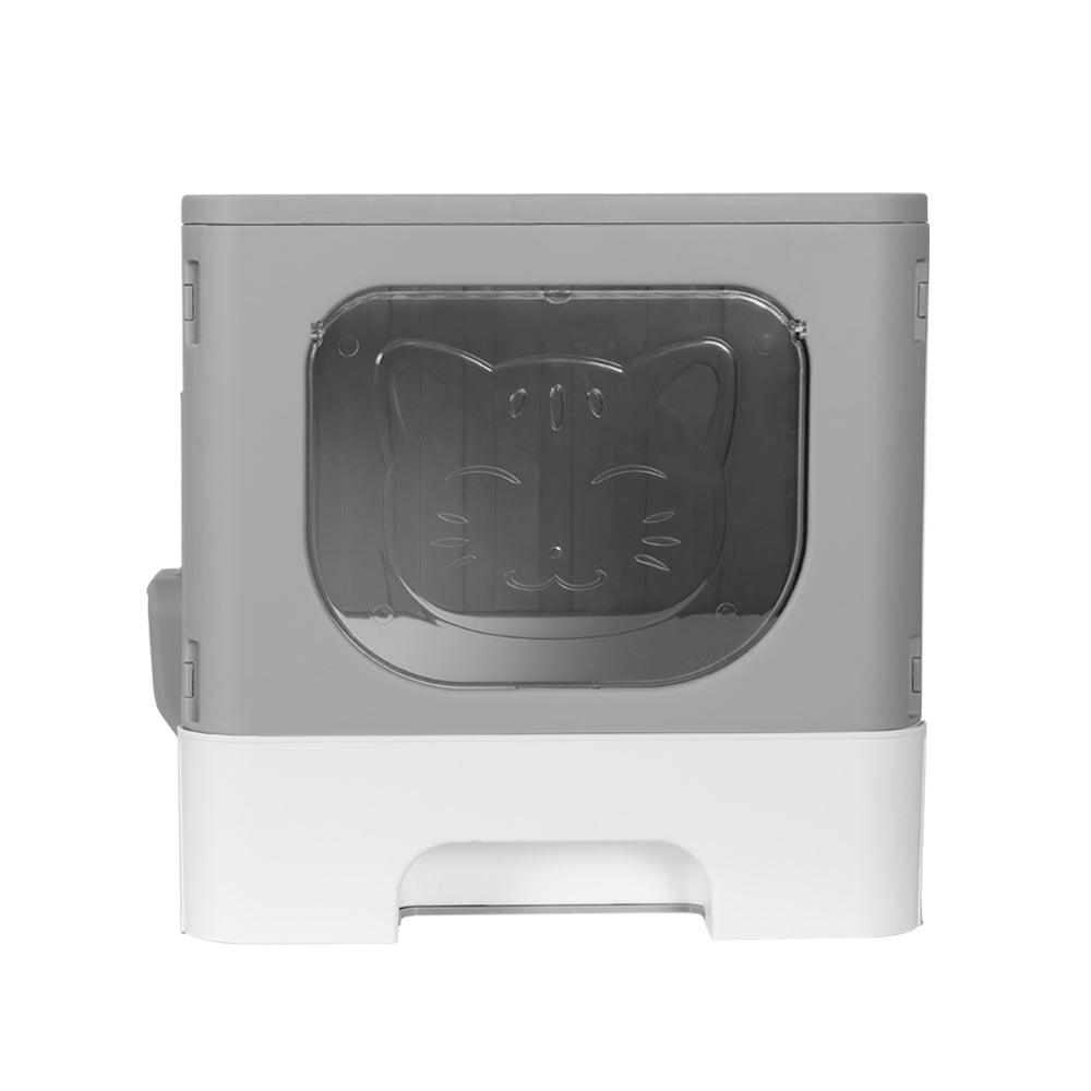 i.Pet Cat Litter Box Large Tray Kitty Toilet Enclosed Hooded Foldable Scoop Grey - Harrogates