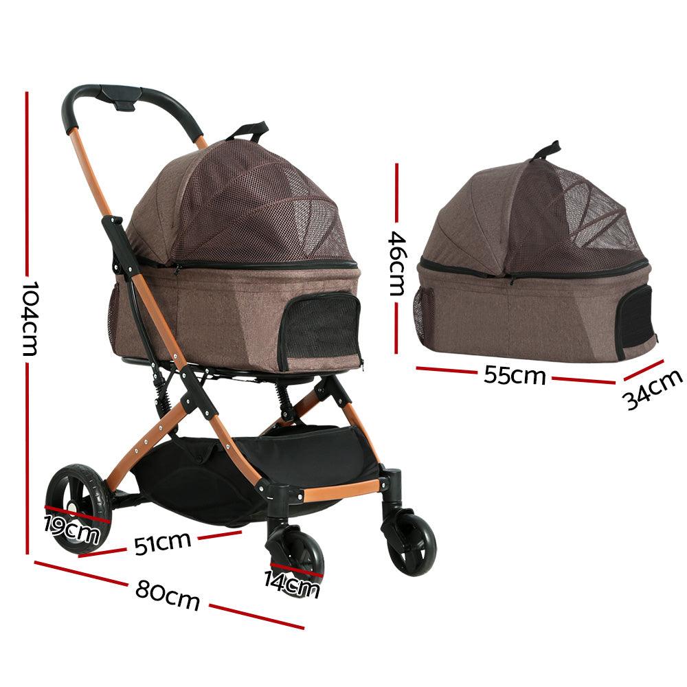 i.Pet Pet Stroller Dog Pram Large Cat Carrier Travel Foldable 4 Wheels Pushchair Double - Harrogates