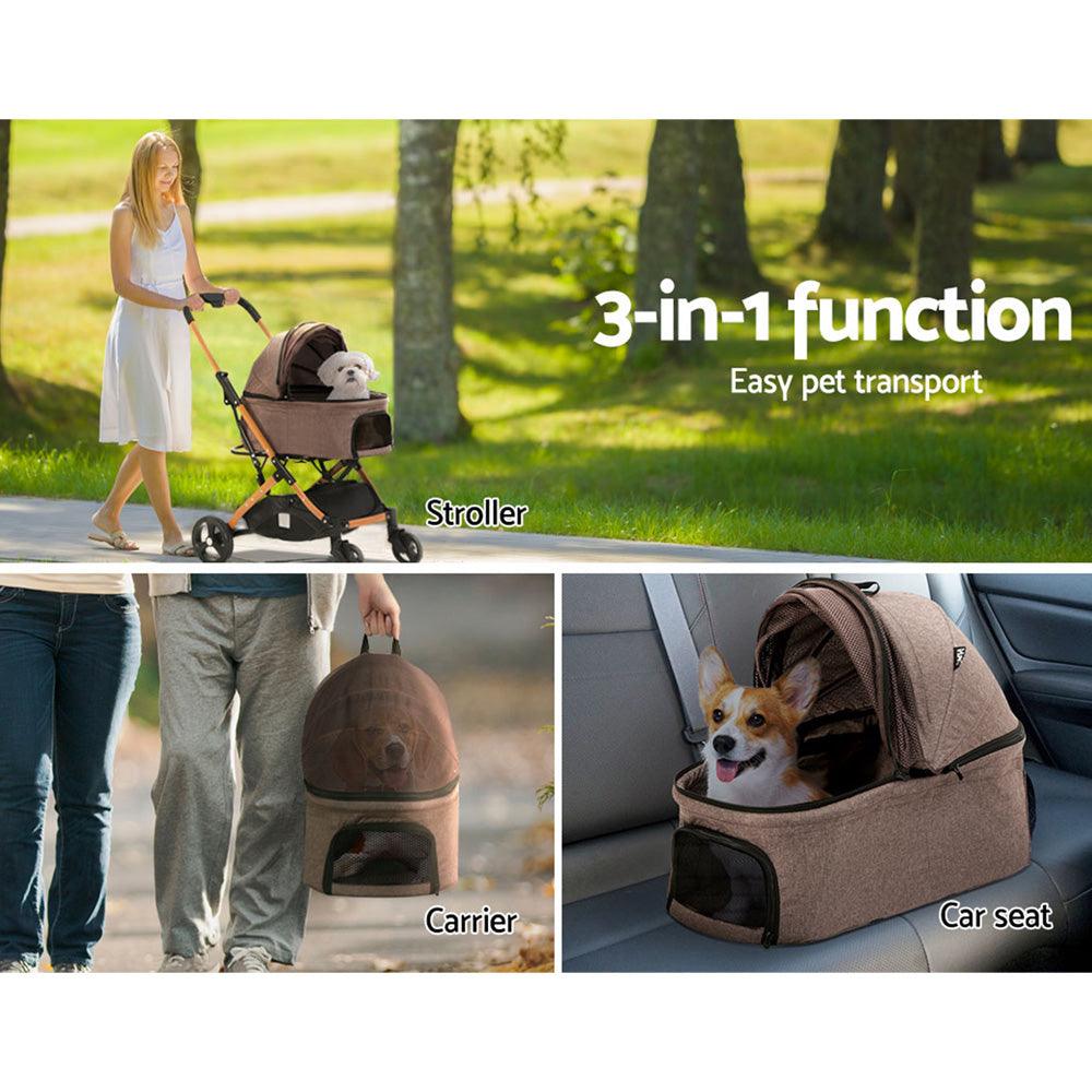 i.Pet Pet Stroller Dog Pram Large Cat Carrier Travel Foldable 4 Wheels Pushchair Double - Harrogates