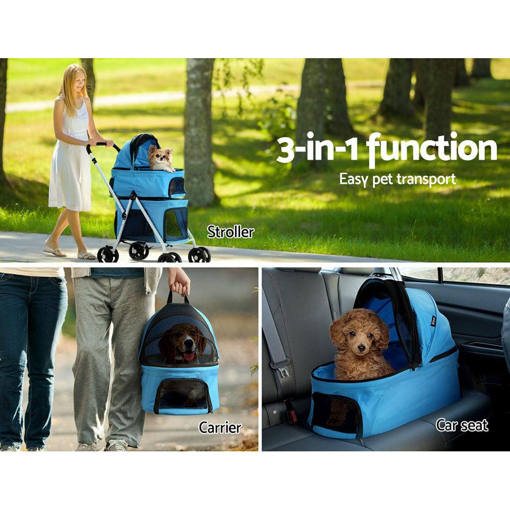 i.Pet Pet Stroller Dog Pram Large Cat Carrier Travel Foldable 4 Wheels Double - Harrogates