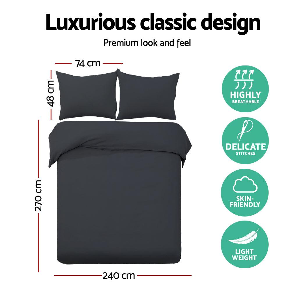 Giselle Bedding Quilt Cover Set Classic Black Super King - Harrogates
