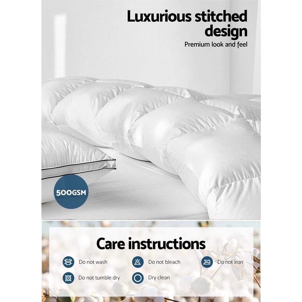 Giselle Bedding 500GSM Duck Down Feather Quilt Queen - Harrogates