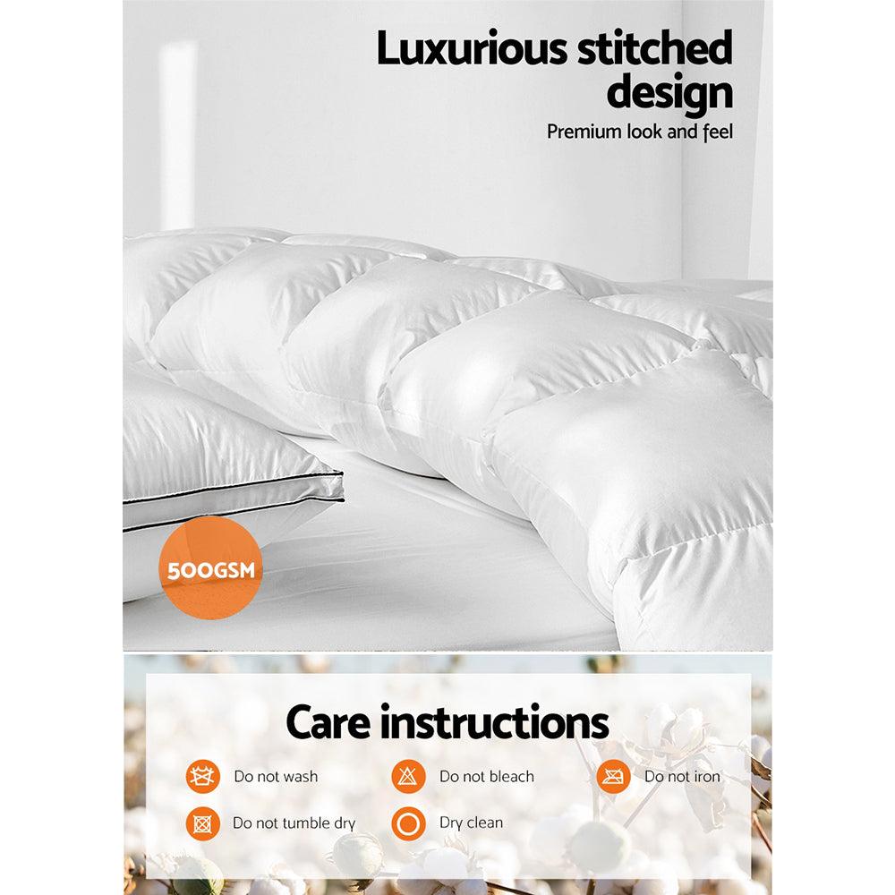 Giselle Bedding 500GSM Goose Down Feather Quilt Super King - Harrogates