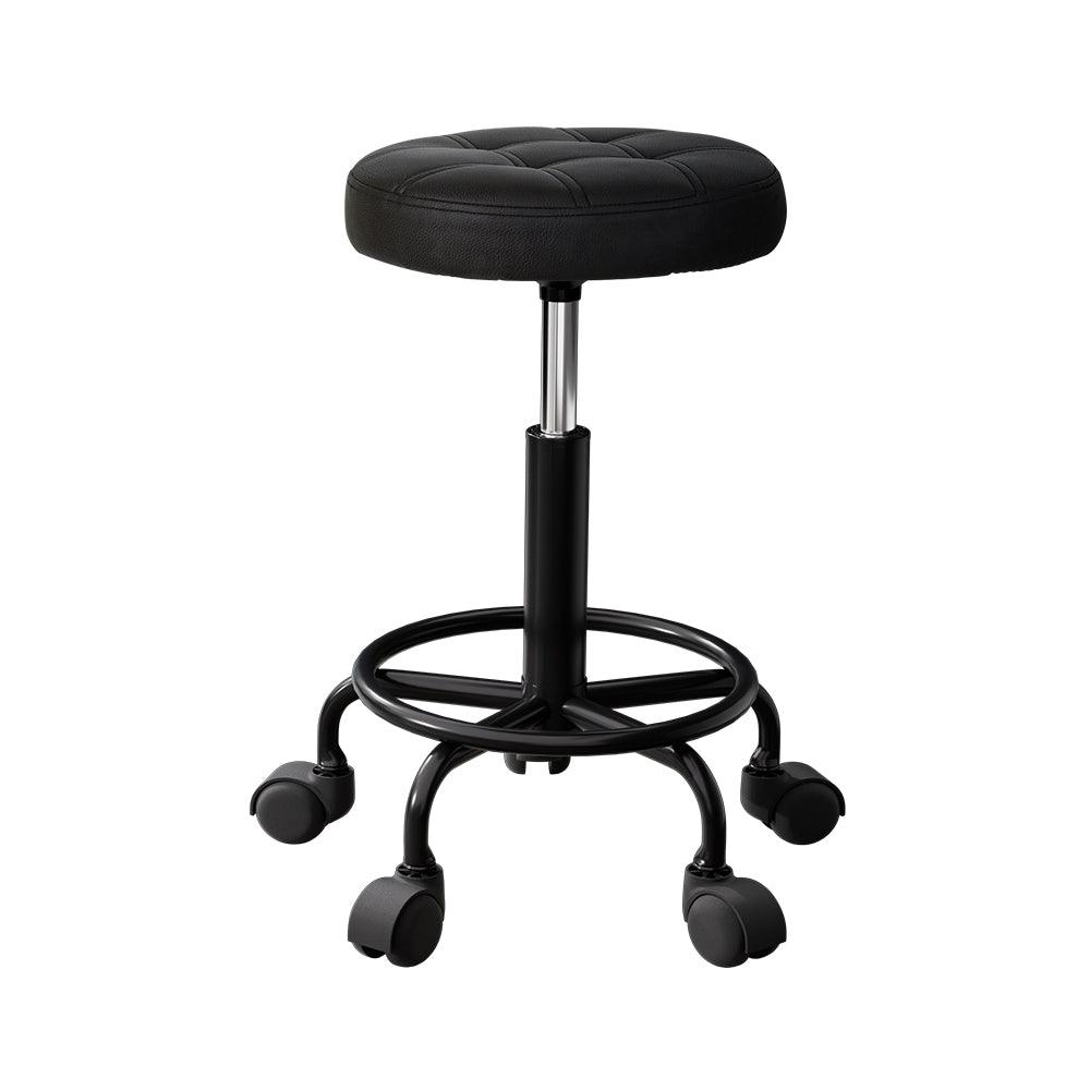 Artiss Salon Stool Round Swivel Chairs Black - Harrogates