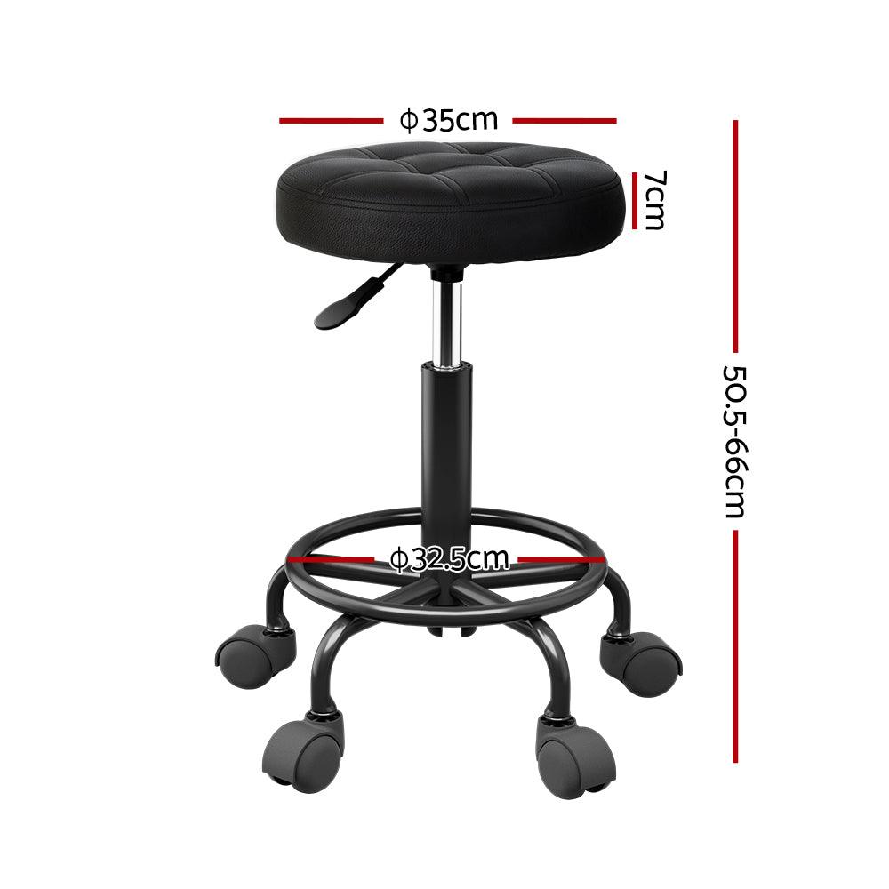 Artiss Salon Stool Round Swivel Chairs Black - Harrogates